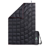 Bild in Galerie-Viewer laden, 4Monster 650 Fill Power lightweight camping Packable Down Puffy Blanket - Water ripples Camping Blanket 4Monster M (54”x80”) Black 
